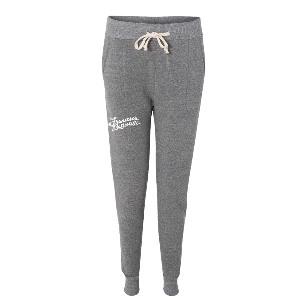 FB name logo gey jogger sweatpants Francesca Battistelli