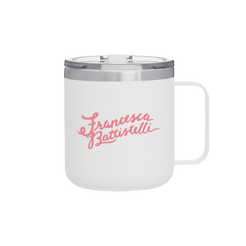 Matte white and pink name coffee mug travel tumbler Francesca Battistelli