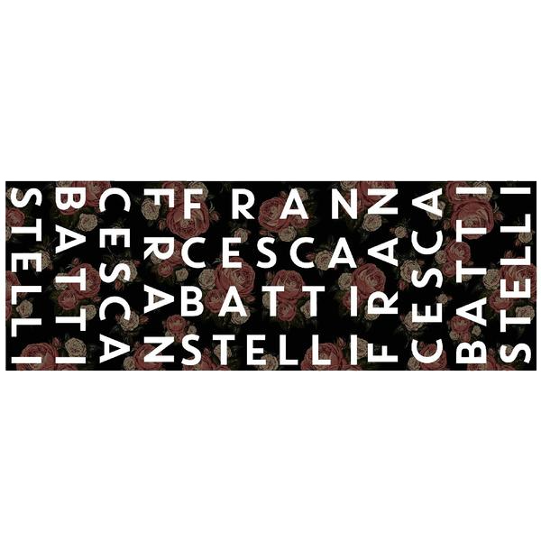 Name logo black floral print scarf product shot Francesca Battistelli