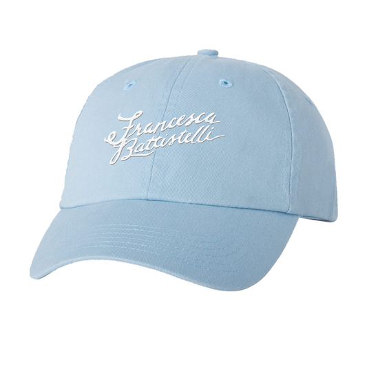 Name logo light blue hat Francesca Battistelli