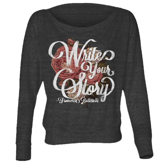 Write your story flowers rose peony grey pullover sweatshirt Francesca Battistelli