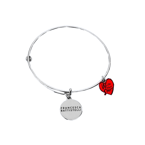 Write your story red heart silver 2 charm adjustable bracelet Francesca Battistelli